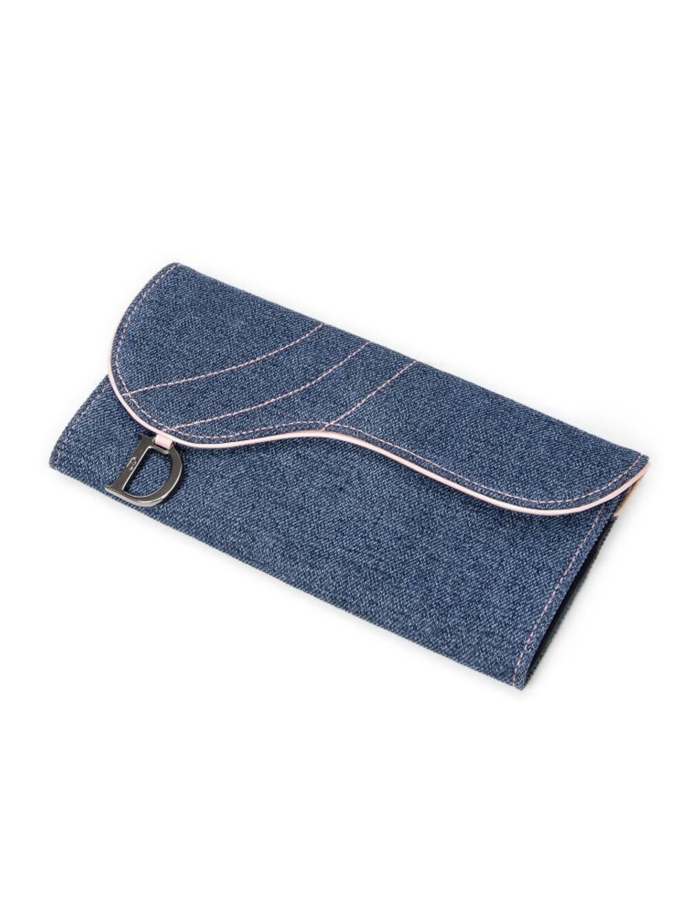 Dior Long Saddle Wallet Blue Denim Canvas